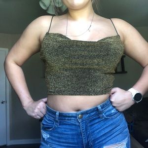 Gold glitter tube top tank